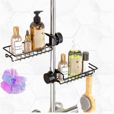 Bathroom Shower Accessories Rack Organiser Tray Pole Caddy Storage Holder Shelf