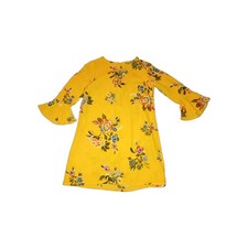 Old Navy Floral Yellow Midi Dress Sz XS Long Sleeve Ruffle Western Boho