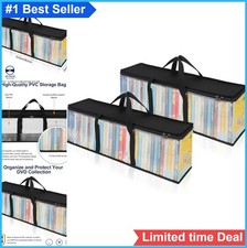 DVD Storage Bags Set of 2 Clear PVC Media Organizer with Handles Zipper Window