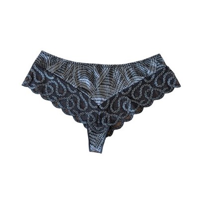Louisa Bracq Paris Silver Black French Embroidery Thong Lingerie  Panties US L