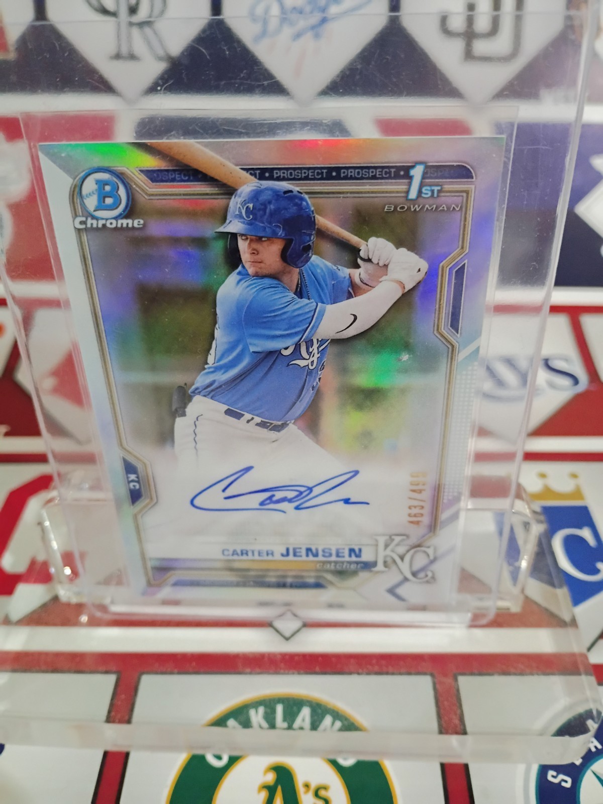 2021 Bowman Draft Carter Jensen Chrome Auto 1st Refractor #463/499 CDA-CJ ROYALS