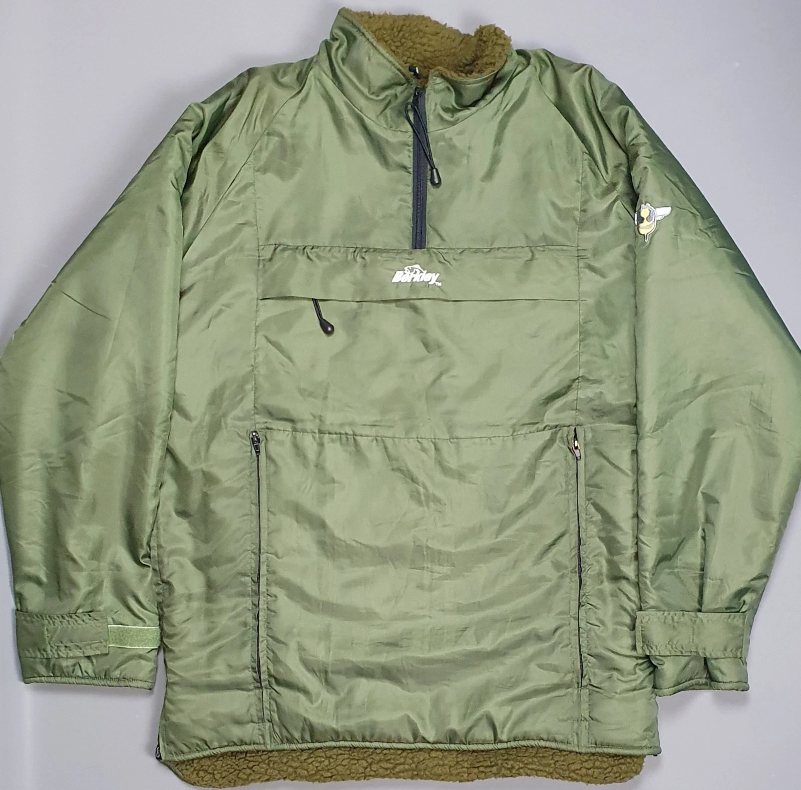 Berkley Fishing Smock Jacket Fleece Lined Quarter Zip Windbreaker Size XL