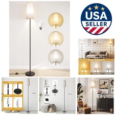 Modern LED Floor Lamp - 61'' Tall Design with 3 Lighting Options & Beige Shade
