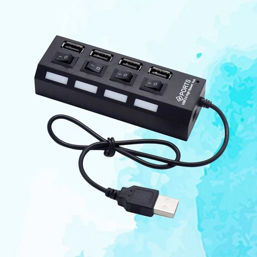 USB HUB 4 SOCKETS INDIPENDENTE USB 2.0 Divider (Black) Slitter USB