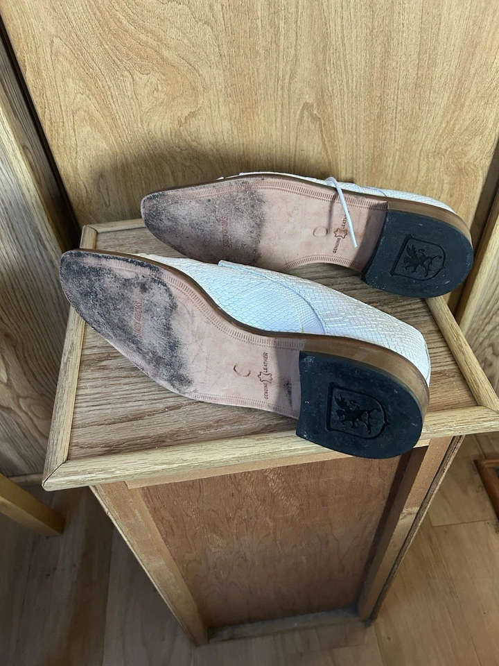 Zapato Z Stacy Adams Turano Puntera de Bicicleta Oxford Estampado de Cocodrilo Blanco Hombres 9.5 M Espuma con Memoria Foto 3 de 4