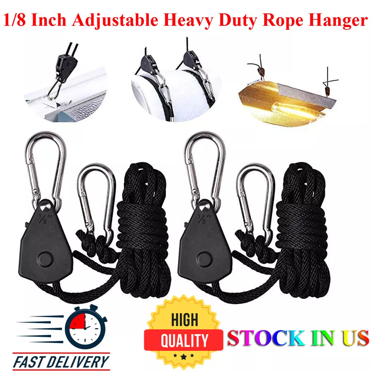 Pulley Ratchets Heavy Duty Rope Clip Hanger Adjustable Lifting Pulley  Lanyard