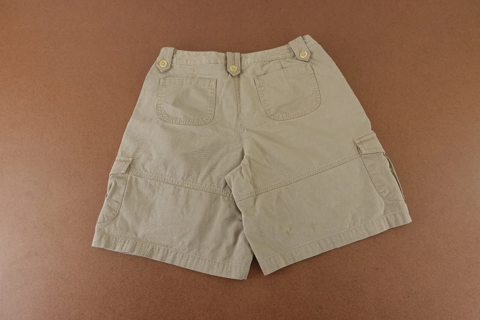 Pantalones Cortos Chinos London Jean Para Mujer Talla 10 Algodón Caqui Bolsillos Frente Plano 9" Foto 3 de 4