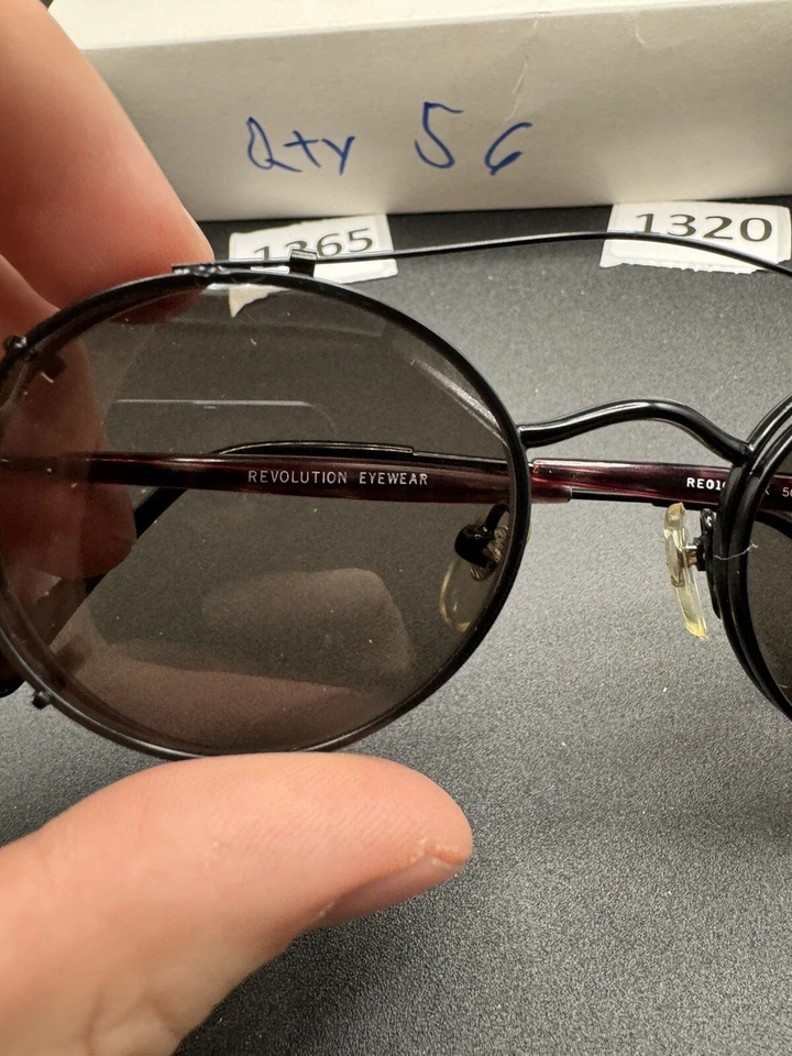 Vintage Revolution Eyeglass Frame Clip On Sunglasses Re 010 Round Aviator 50mm - Image 4 of 4