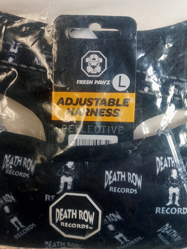 Arnés ajustable reflectante grande FRESH PAWZ Death Row Records para perros nuevo Foto 2 de 4