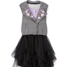 Beautee Lilac Black Dress with Embroidered Vest Outfit Set 12 New with Tags