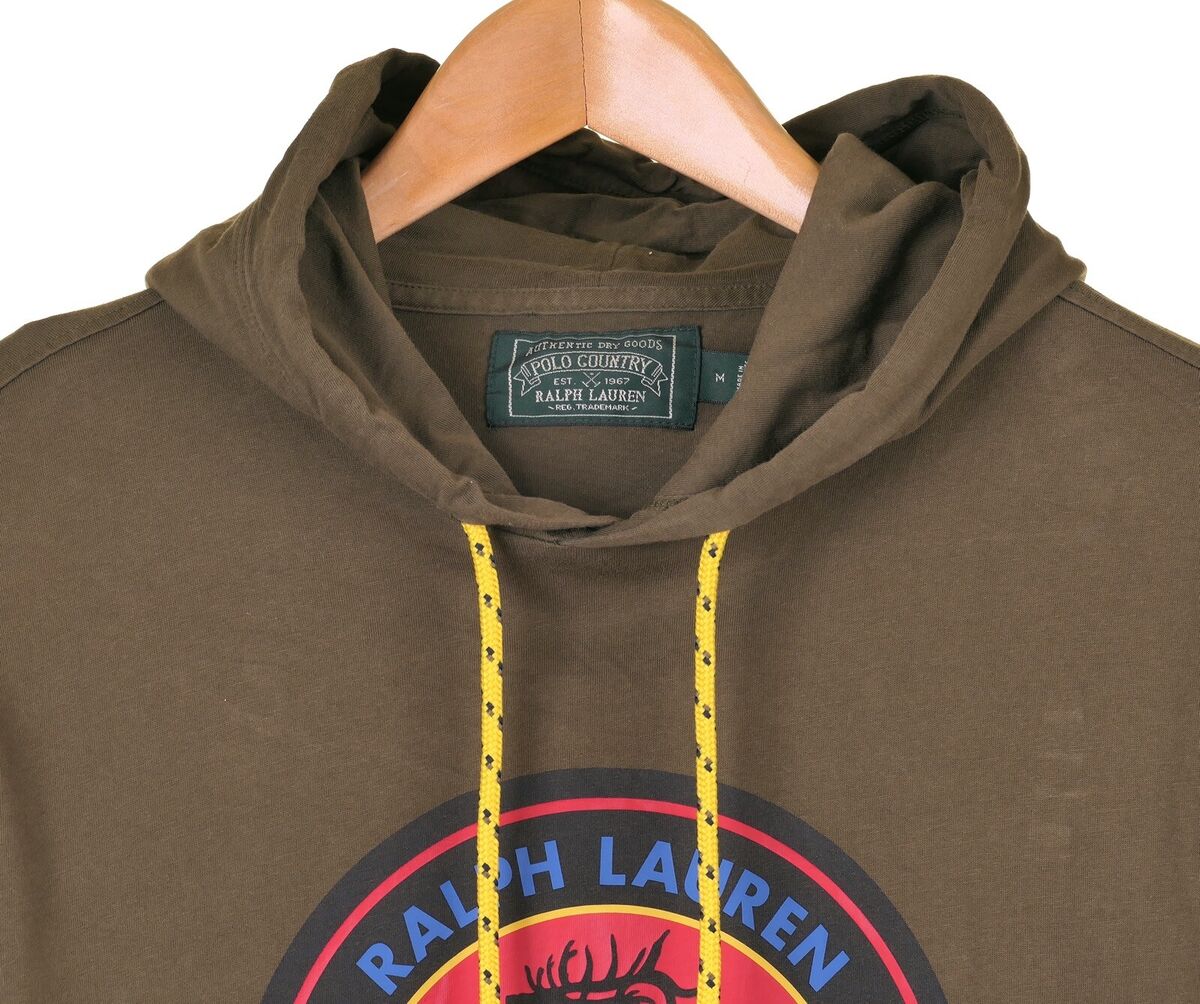 Ralph Lauren Country POLO SPORTSMAN Green Thin Cotton Hoodie Shirt M
