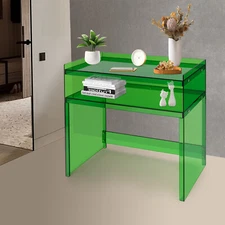 NEW Acrylic Desk Small Entryway Table with Open Shelves Entry Table 100*30*80cm