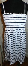 White Sundress with Navy Stripes ASOS Petite size 10 New