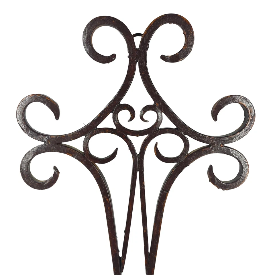 Par de candelabros de pilar de montaje en pared de hierro forjado marrón Foto 3 de 4