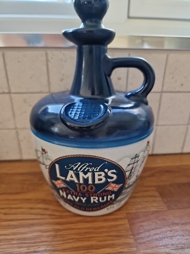 Vintage Original LAMB'S 100 NAVY RUM Stoneware Flagon 750 ml Empty Home Barware