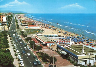 Postcard Air View Beach Adriatic Sea Fountain Pescara Italy 4x6
