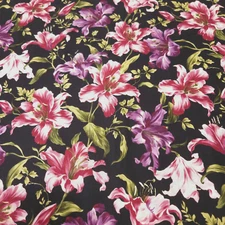Florabunda Style BTY Hoffman California International  Floral Black Pink Purple