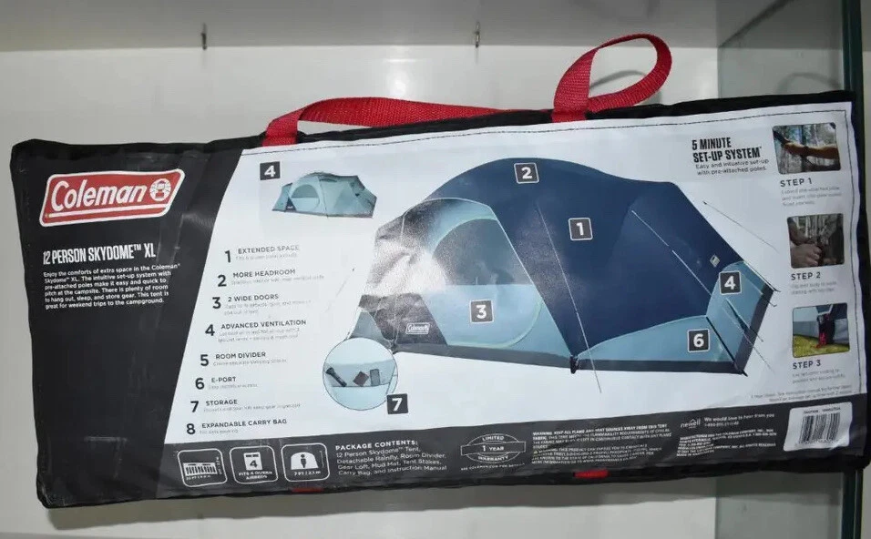 Tienda Coleman Skydome XL 12 personas 20'x9'x7' 2000037528 azul nueva en caja Foto 2 de 4
