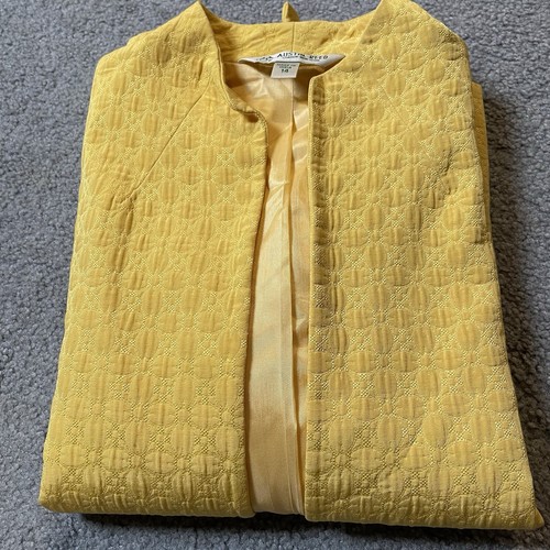 Vtg Austin Reed Quilted Blazer Jacket Women’s Sz 14 Open Front High Neck Yellow - Picture 14 of 14
