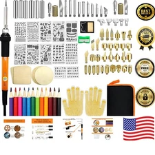 Professional 110-Piece Wood Burning Kit with Adjustable Temperature Pen