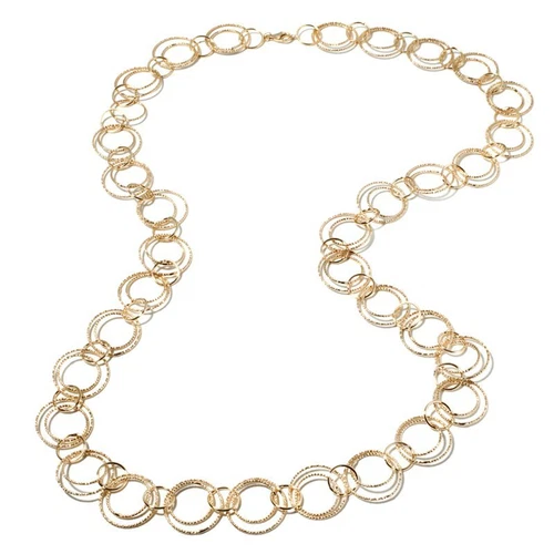 36" Bellezza Diamond Cut Multi Circle Link Chain Necklace Yellow Solid Bronze video thumbnail