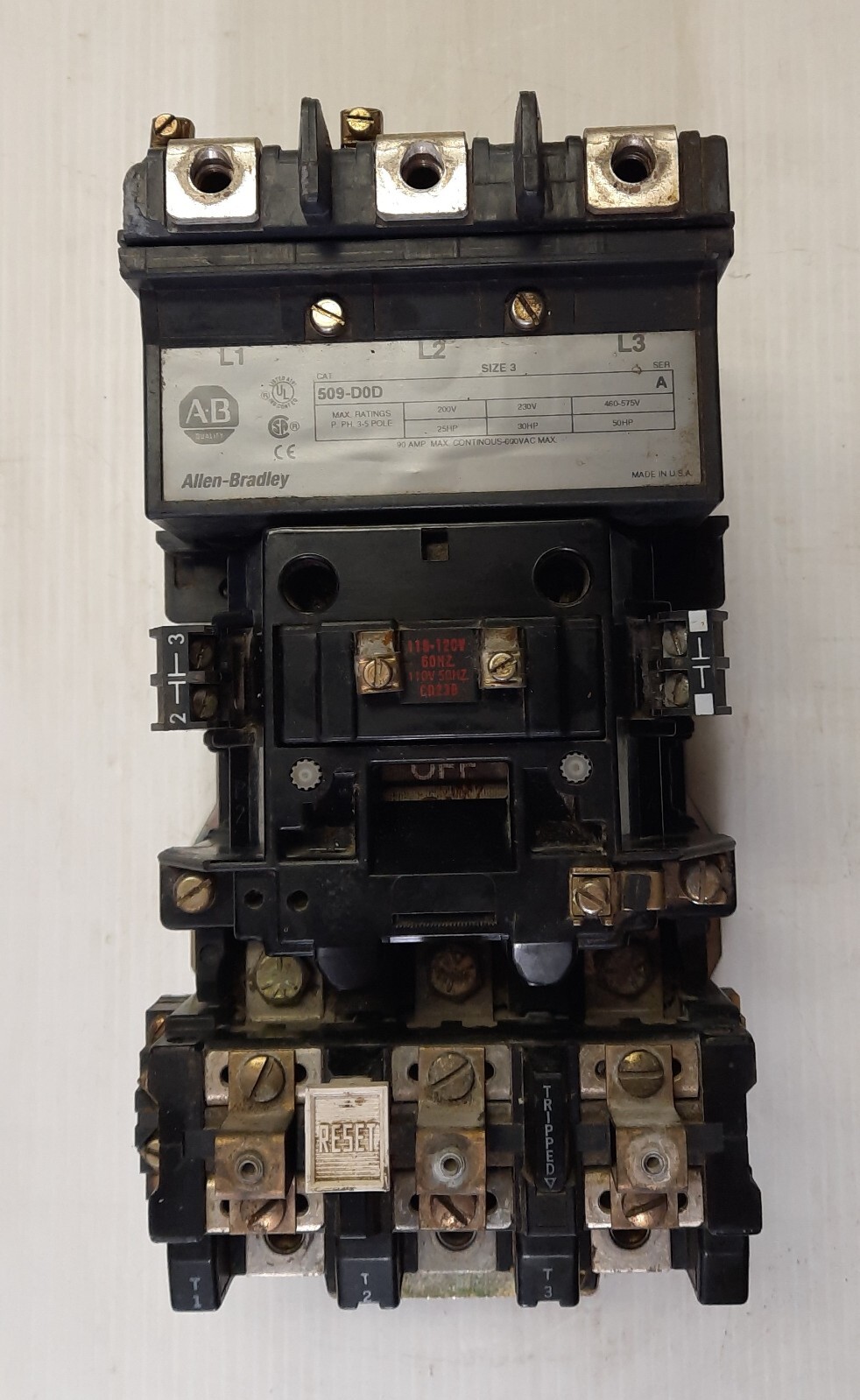 Allen Bradley 509-D0D Starter Size 3