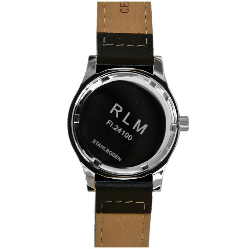 Mwc Aeschbach WW2 Automatic Steel Black Leather Military Men's