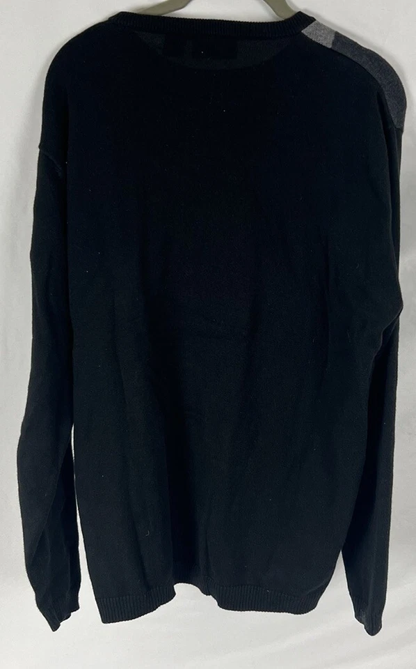 Suéter JF J. Ferrar Vintage Tejido Cuello en V Manga Larga Negro/Azul/Gris Mediano Foto 2 de 3