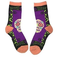 NEW Youth Socks Sugar Skull Dia Muertos Day Dead Halloween kid girl shoe 8 10 12