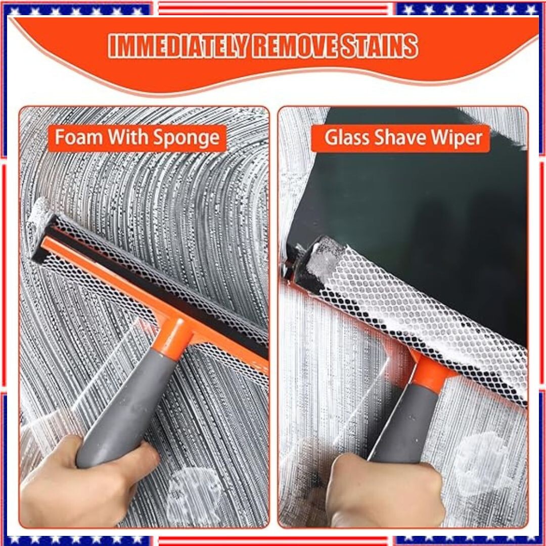Windshield Cleaner Tool 2 in 1 Car Window Squeegee with Extendable Handle