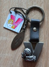 Depesche KEYRING, Metal, Leather Strap, Name Initial Letter "V", New