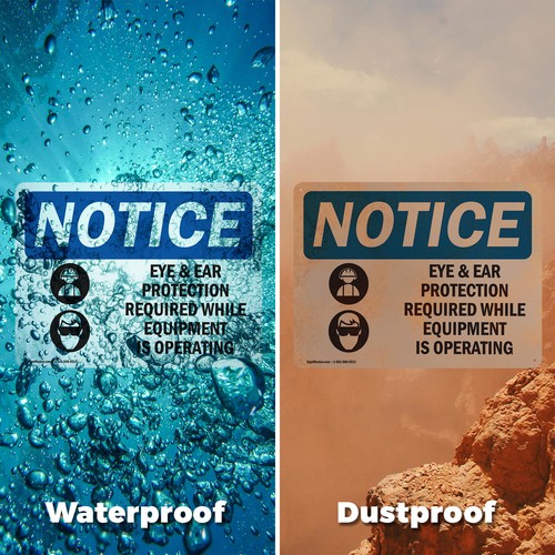 (2 Pack) Eye And Ear Protection Required OSHA Notice Sign Decal Metal Plastic - Imagen 6 de 21