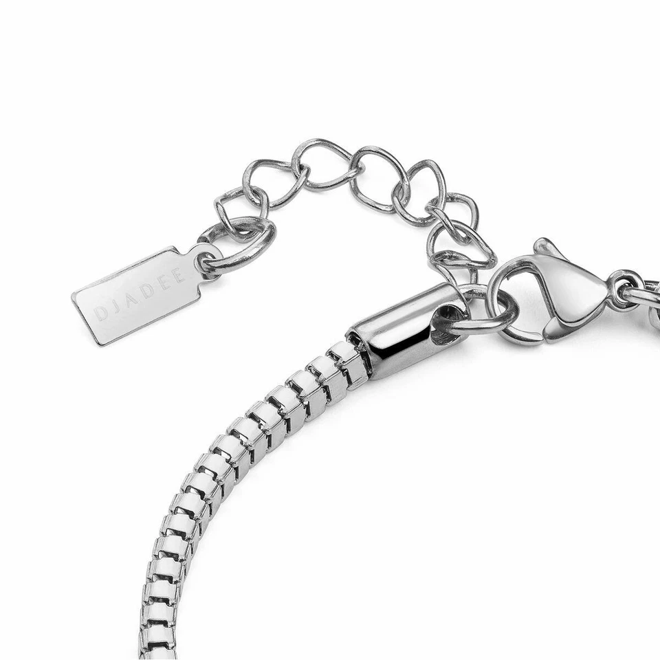 Pulsera Plata 750 Oro Blanco 18 Quilates Chapada Mujer Hombre Impermeable B3404D Foto 2 de 3