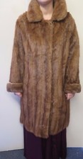 Vintage Genuine Mid Brown European Mink Fur Long Coat M Uk 14 Euro 42