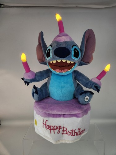 Disney Parks Lilo & Stitch Happy Birthday Cake 12" Plush Light Up WORKING - Picture 10 of 11