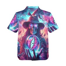 Hawaiian Button Shirt. 70's Rock Music. Wizard Grateful Dead
