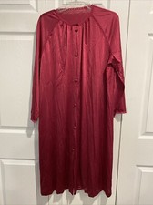 Vintage Vanity Fair Burgundy Button Front 3/4 Sleeve Night Gown Size L