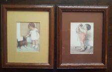 Lot of 2 Bessie Pease Gutmann Professionally Matted and Framed Lithographs