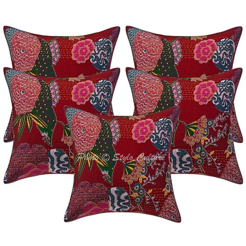 Housse De Coussin Suzani - Broderie Indienne Patchwork Multicolore 45x45cm