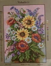 Printed needlepoint Tapestry Gobelin L Flowers Canvas Only 45x60 Cm