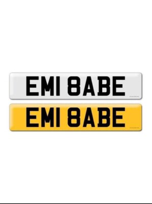 cherished number plate EM18ABE EMMA EMMI BABY BABE
