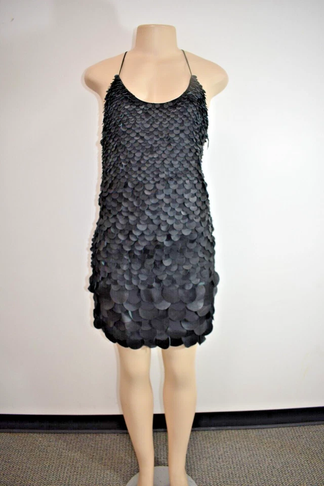 Новый с Ярлыками Poleci черной кожи и шелка карнавальный вечернее платье размер 4 США на продажу fh - Изображение 4 из 4