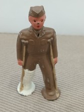 Vintage Barclay Toy Lead Soldier, Collectable, Wounded with Crutches, Hollow-cas
