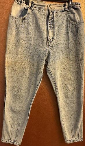 Vintage 80s Gitano Acid Wash Jeans Size 18 Short Mom Ankle Zip - Picture 1 of 6