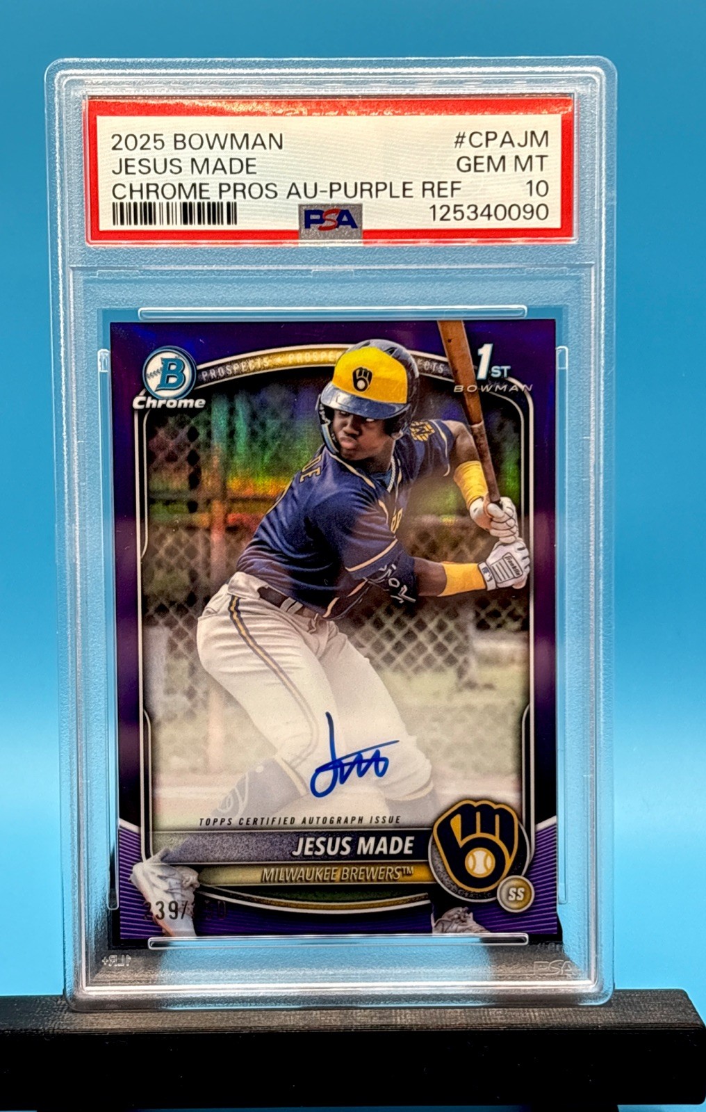 2025 Bowman Chrome JESUS MADE Purple Refractor 1st Auto SP /250 Gem Mint PSA 10