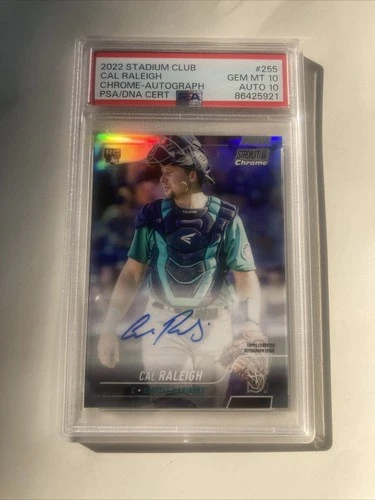 2021 Cal Raleigh Stadium Club Auto #255 Chrome /25 PSA 10 Gem Mint 10 RC Rookie