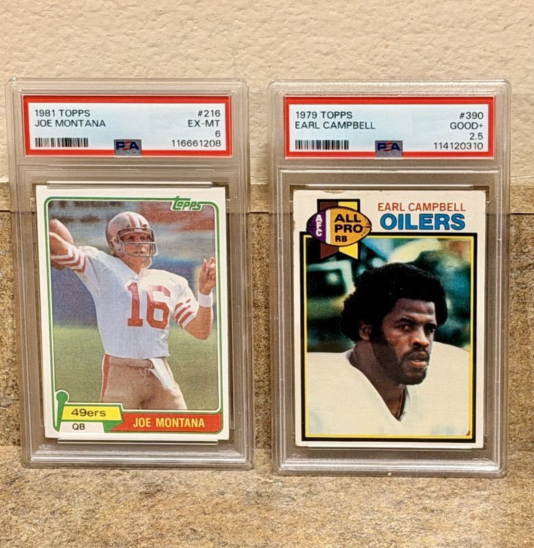 1981 Topps Football #216 Joe Montana Rookie PSA 6 PLUS BONUS Earl Campbell RC