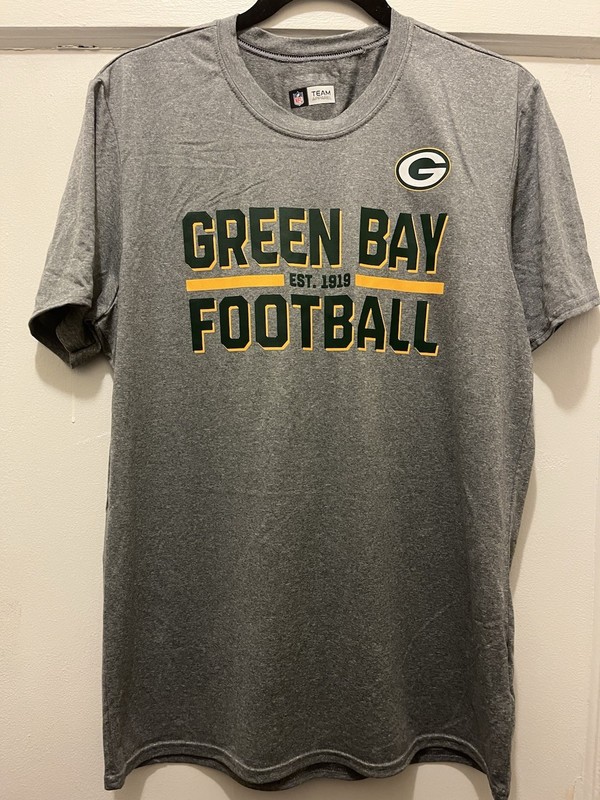 NEW Men’s NFL Team Apparel Green Bay Packers Football T-Shirt Gray Size Medium