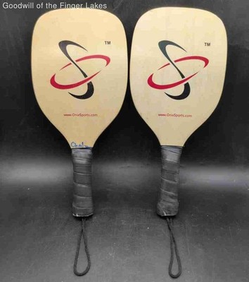 Pair of Used Onix Sports Pickleball Wooden Paddles - Approx. 15.5in Long