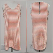 Old Navy Size M Cotton Polyester Orange White Striped Womens Tank Dress with Bac